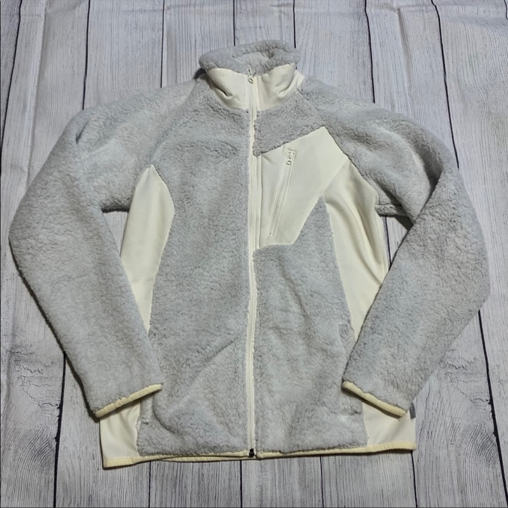Columbia Fuzzy Fleece Jacket Silver White